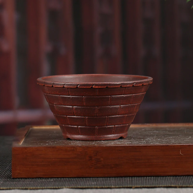 China Yixing Purple Clay Flowerpot Exquisite Retro Breathable Flowerpot Made by Traditional Craftsmanship Indoor Greenery Pots