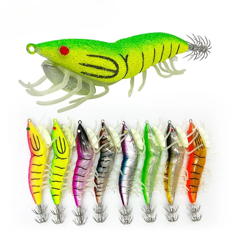 

Luminous Shrimp Simulation Artificial Squid Cuttlefish Hook One Set Simulated Fluorescent Lobster Fishing Lures Tackle