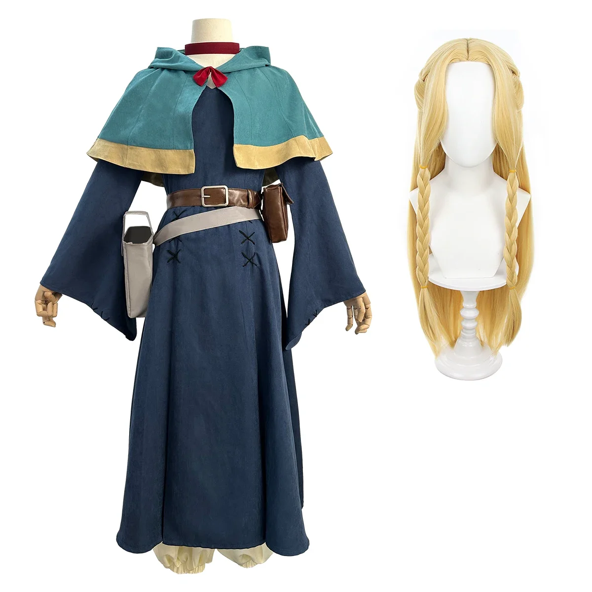 

Cosplay Delicious Dungeons Meshi Anime Marcille Cosplay Costume Wig Shawl Cloak Dress Pants Rose Net Halloween Christmas Gift