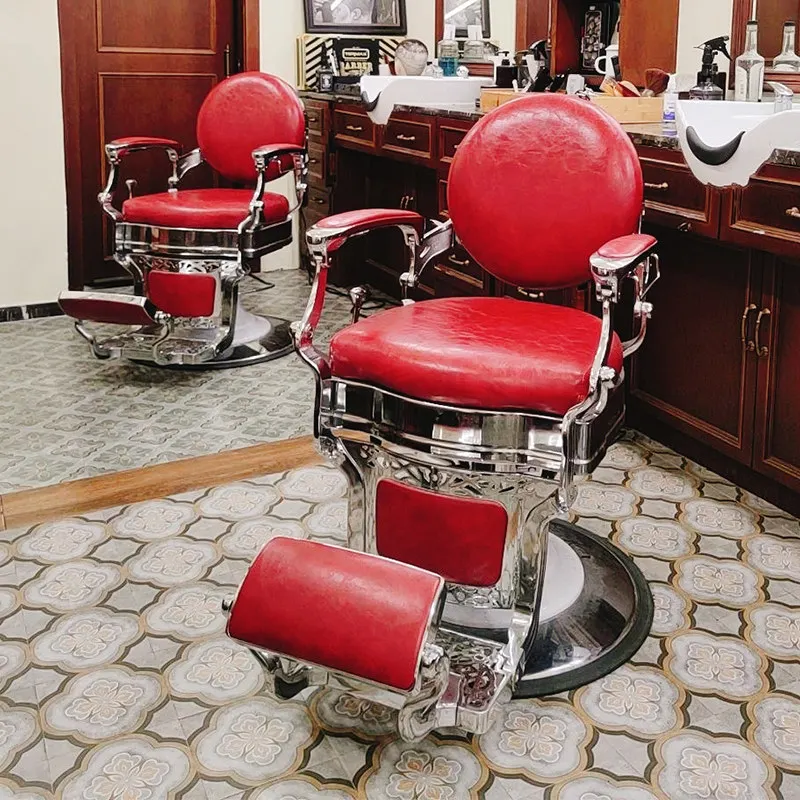 Barber Shop Retro Hair Cutting Chair Hair Salon Special Men Can Put Down Oil Head Chair Perm and Dye Chair