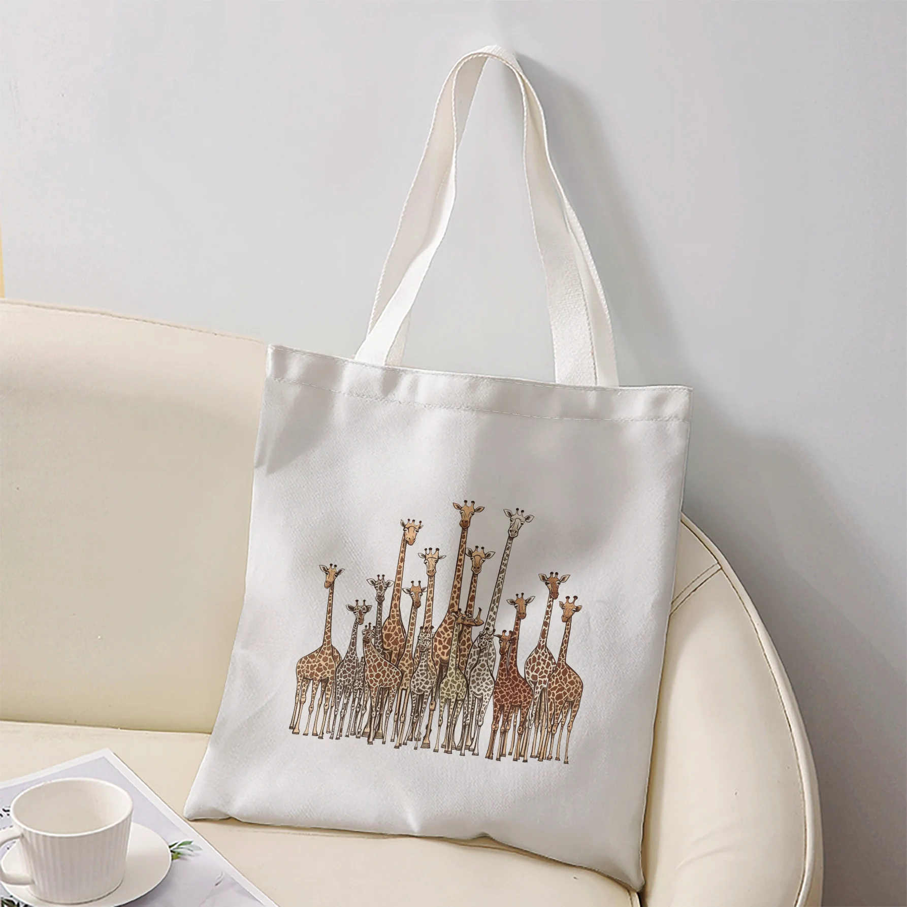 Group Giraffes Print Tote Bag Large Shoulder Handbag For Shopping Daily Commute