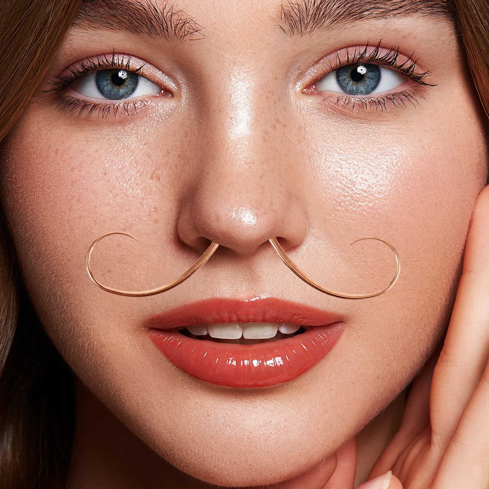 Mustache Septum Ring Nose Jewelry Steel Body Piercing Accessory Fashionable Unique Design Comfortable Fit for Women Daily Wear