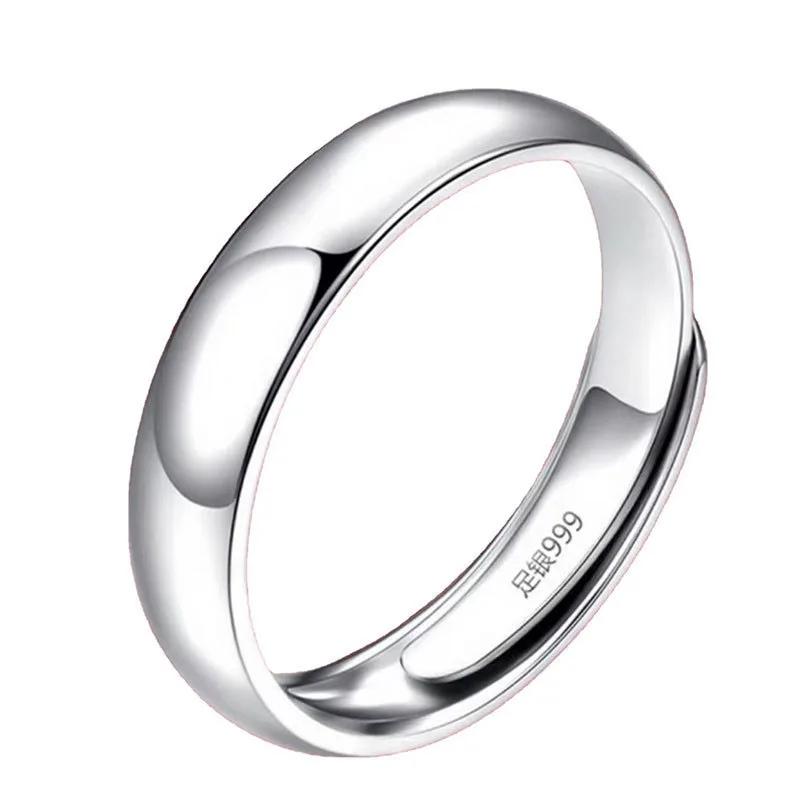 

Zuyin 999 Simple Plain Ring Smooth Sterling Silver Ring Personalized Couple Style Plain Silver Pair Ring Open Silver Ring