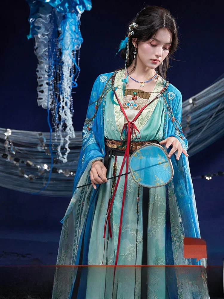 

Костюм Ханьфу с длинным воротником и широкими рукавами, осенняя модная традиционная китайская одежда