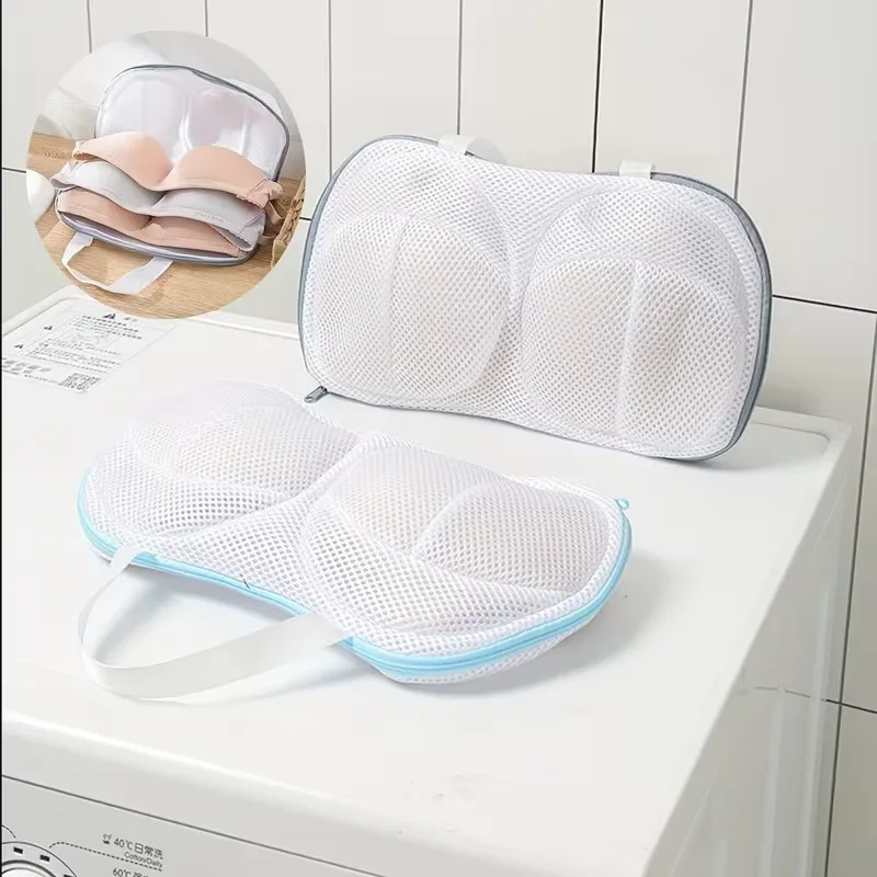Faltbarer Wäschebeutel mit Reißverschluss aus Polyester-Netzstoff, verformungsfrei, Waschmaschinenschutz für Dessous, Unterwäsche, Sport-BHs – Detail 4