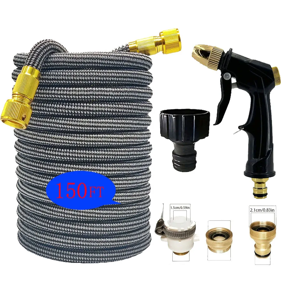 

Расширяемый волшебный шланг высокого давления 25-150 футов, гибкая водопроводная труба, многофункциональный распылитель высокого давления, вода для домашнего сада