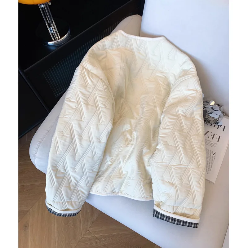 2025 New Light Ripe Loose Apricot Colored Cotton Coat Cotton Clothing Women's Autumn and Winter Loose Versatile Jacket Thin Coat