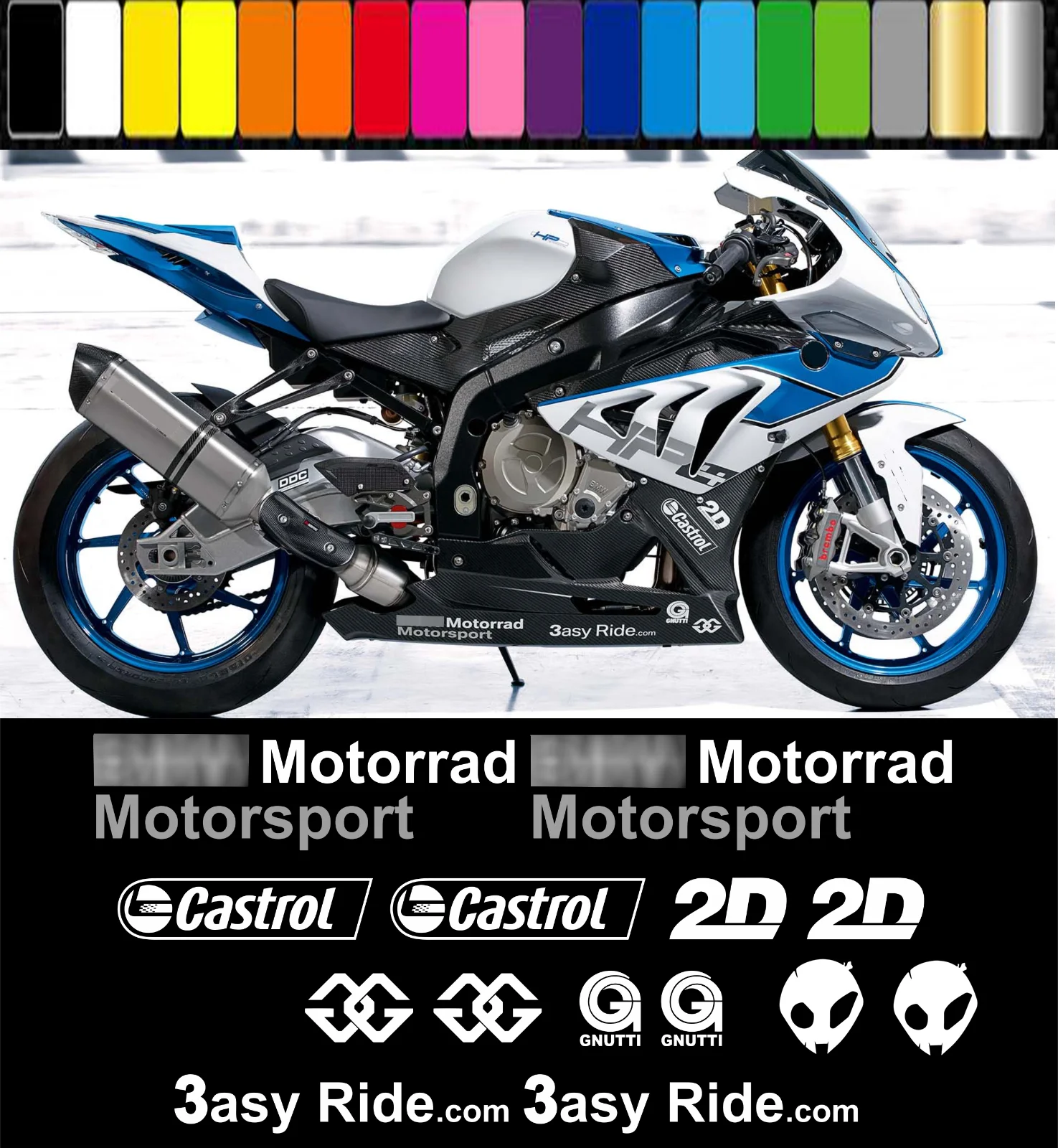 

Aftermarket Motorcycle Sponsor Decals Vinyl Bellypan / Fairing Stickers For S1000RR HP4 2009-2014