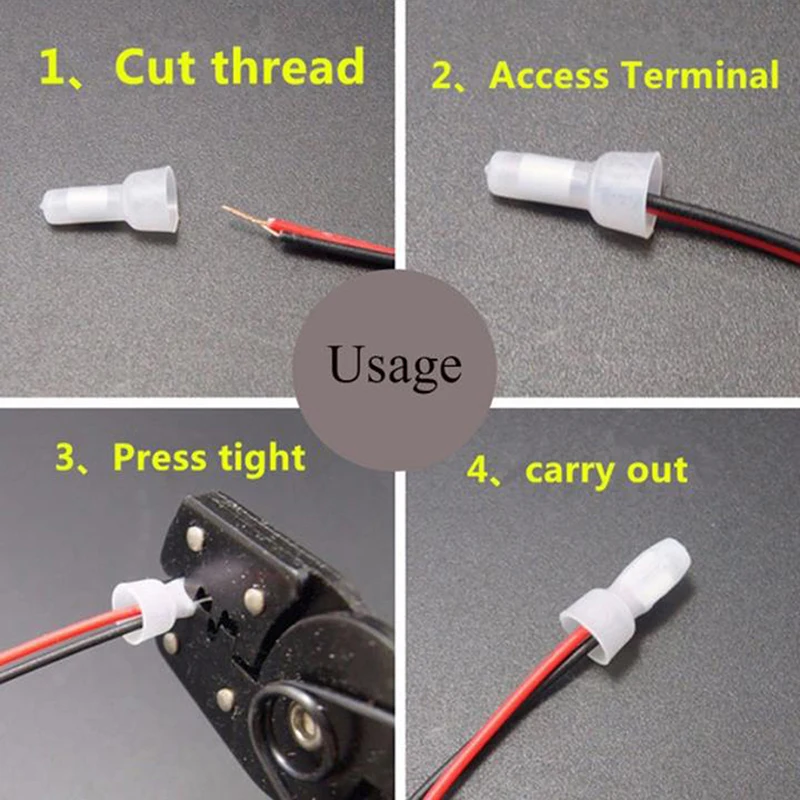 100Pcs Durable CE2X Wire Connectors Crimp Terminals Cap for Electrical Useful