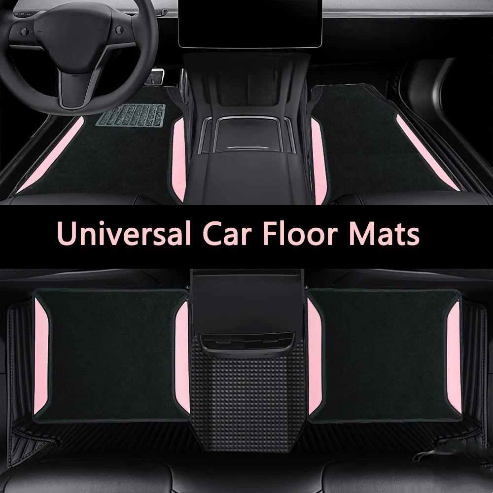 

PInk Stripe Car Floor Mats Full Set Auto Carpets Foot Pads Universal Fit For 5 Seats Car Interior Accessories Auto Mats