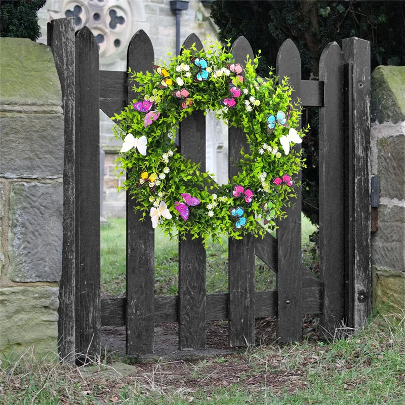 

ABDJ-Summer Wreath With Green Leaves, Artificialflowers Wreath Arch Flower, Faux Wreath For Front Door, For Home Decor