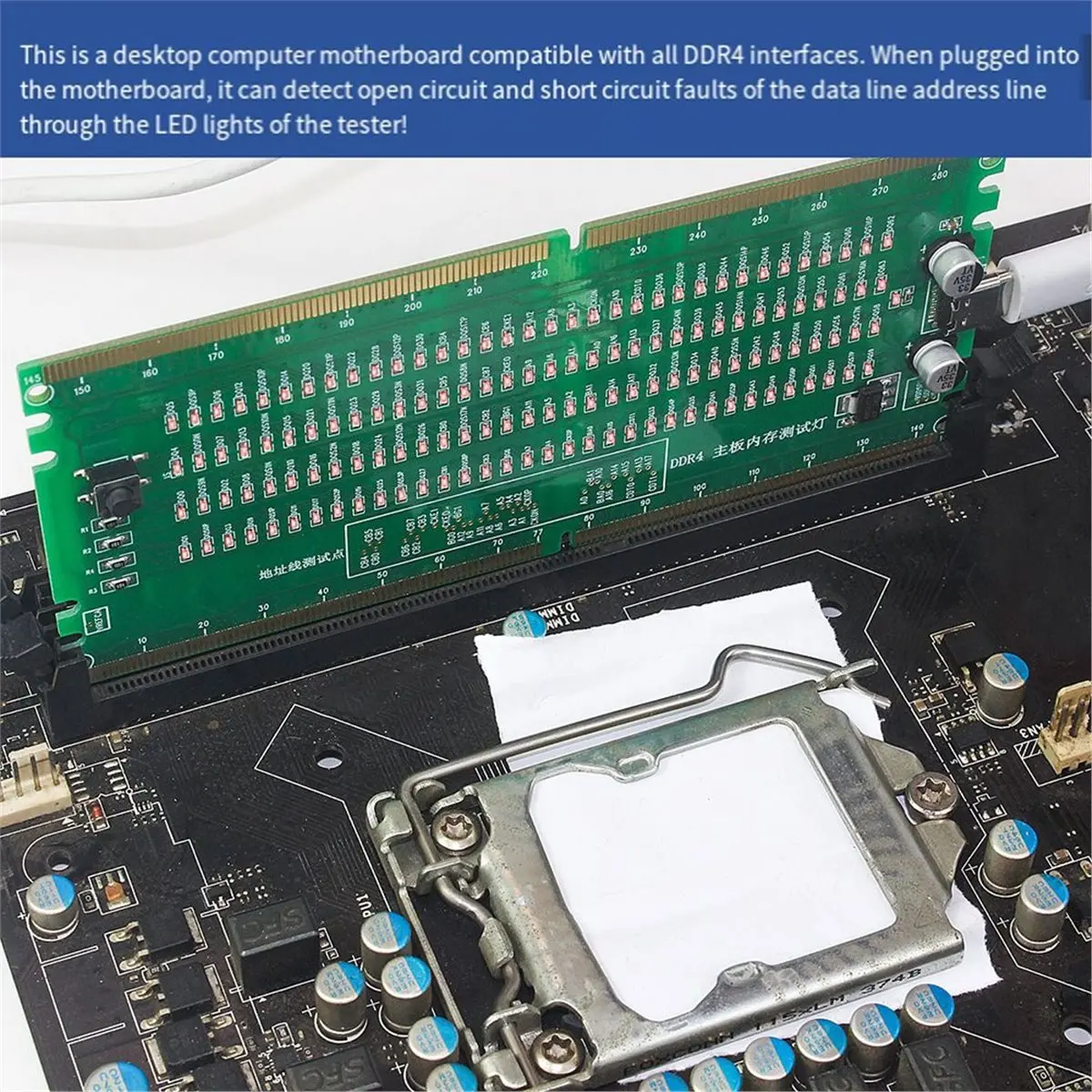 NEW FACTORY~-TC04 Desktop DDR4 Computer Memory Slot LED Tester Test Card Reversible USB Powered