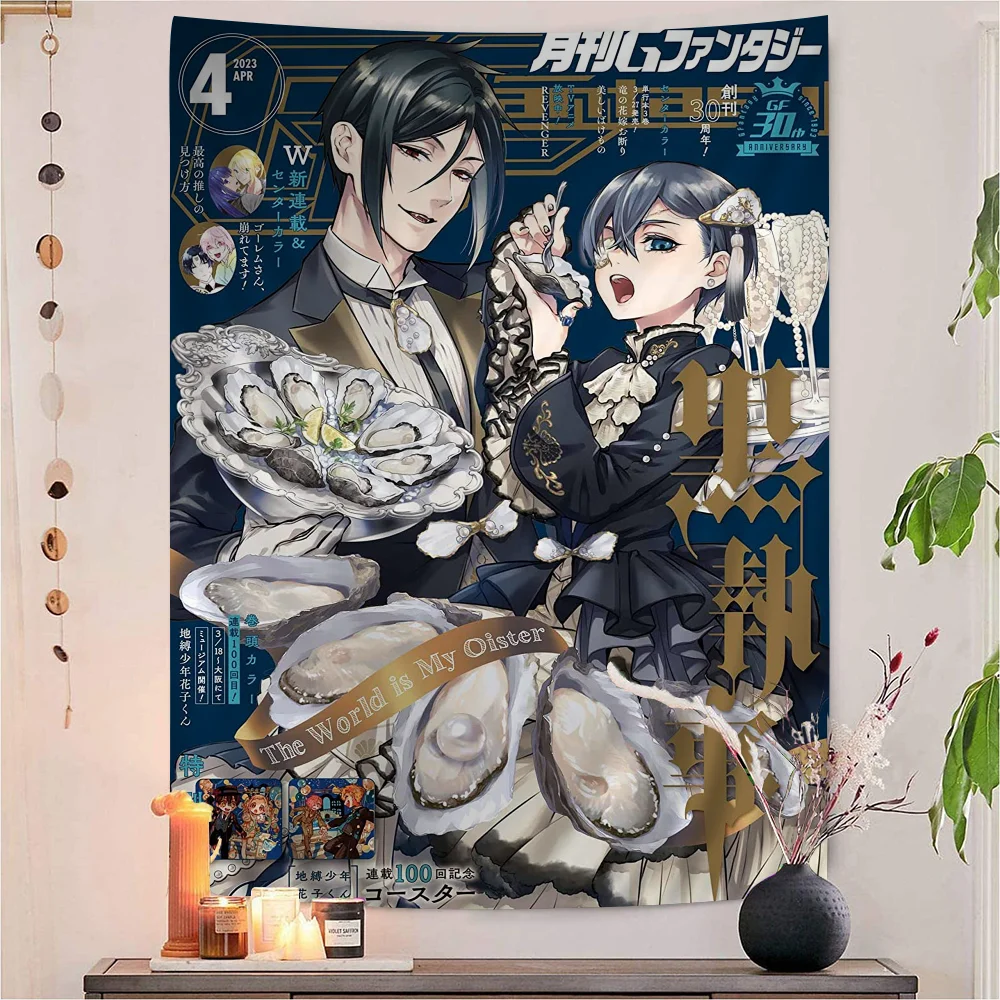 Japanese Anime Black Butler Tapestry Anime Tapestry Hanging Tarot Hippie Wall Rugs Dorm Wall Hanging Sheets