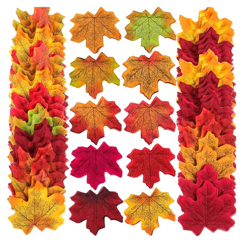 500Pc Artificial Silk Maple Leaves Autumn Leaves DIY Handmade Scrapbooking Autumn Fall Wedding