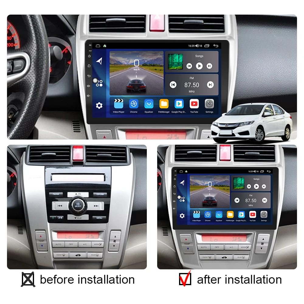 2 Din Car Radio Android Carplay Stereo For For Honda City 2008 2010 2011 2012 2013 Multimedia HD Screen Autoradio Head Unit Wifi