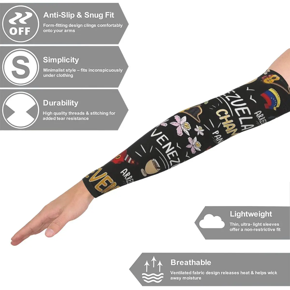 アレパス ベネズエラ アームスリーブ メンズ レディース 日焼け止め UVカット タトゥーカバー スポーツ冷却 サイクリング