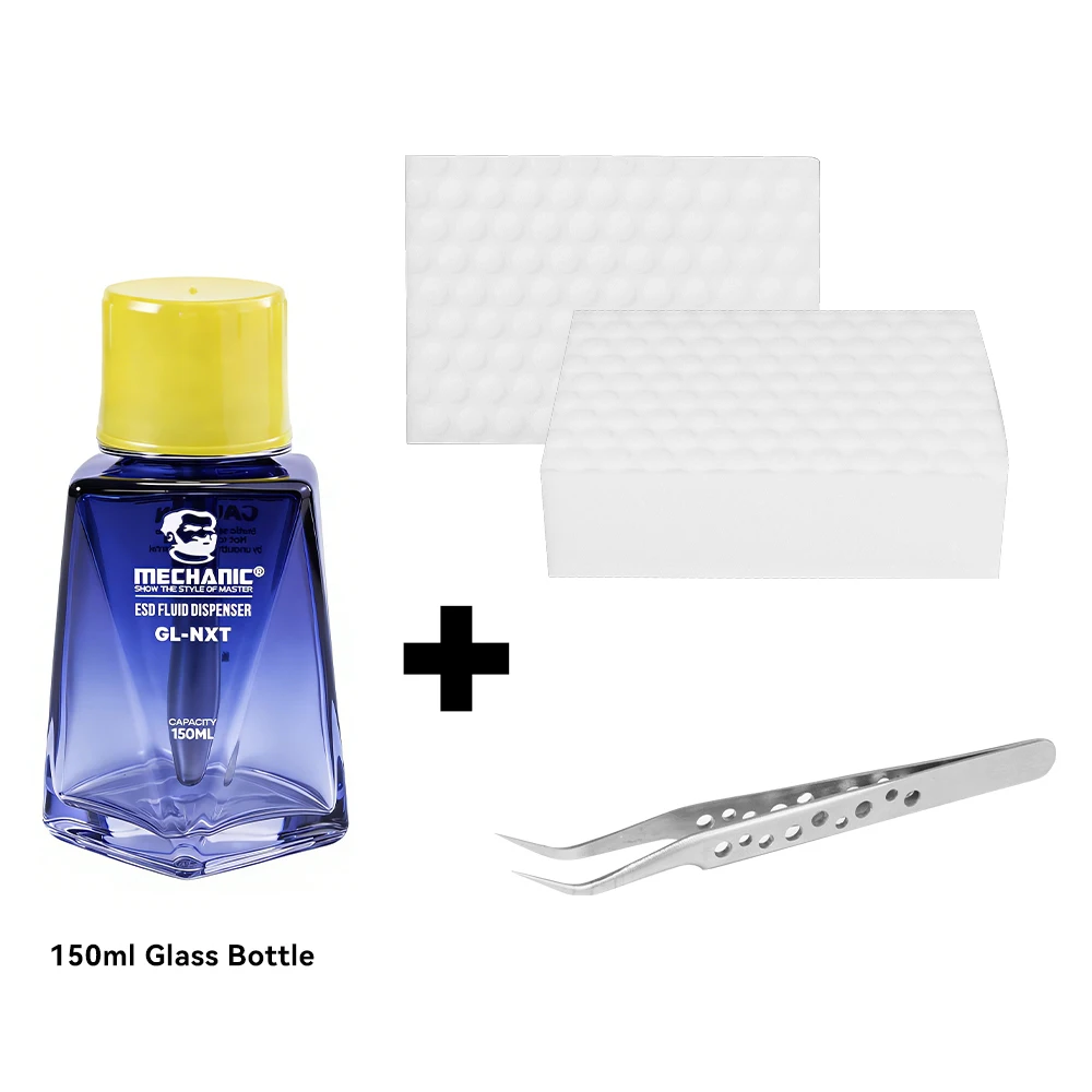 Mechaniker GL-NXT 150 ml Alkohol-Glasflasche, auslaufsicher, große Wasserschale, Press-Typ-ESD-Flüssigkeitsspender für die Reparatur von Telefonreinigungen