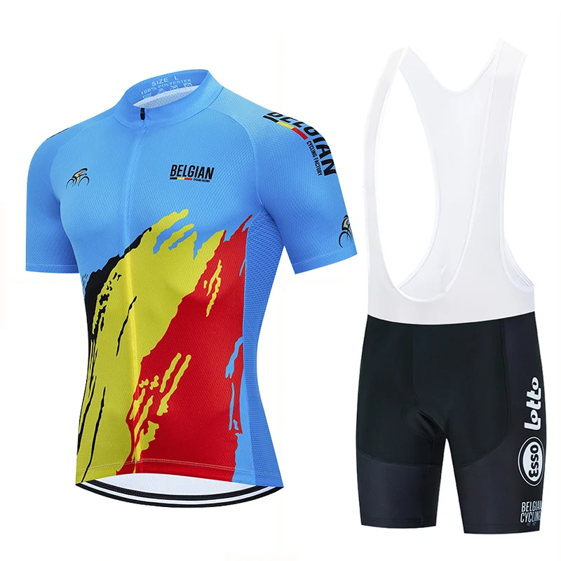 2023 Team Belgium Cycling Jerseys Bib Set MTB Shirt Bicycle Clothing Summer Quick Dry Bike Wear Men's Short Maillot Sports Suit