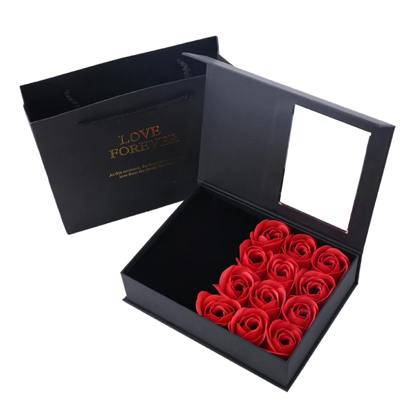 forever Love Jewelry Box Immortal Flower Jewelry Box Roses Window Gift Box Ring Earrings Pendant Necklace Box Jewelry Organizer