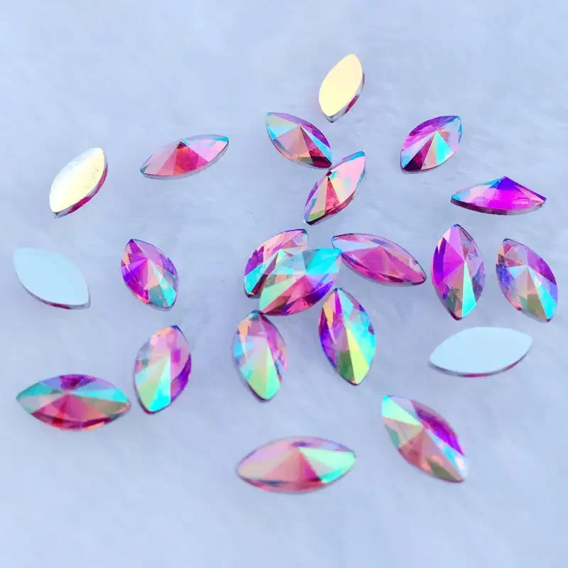 100pcs 5*10mm AB Color Stick On Rhinestones buttons Shiny Drop pinnacle Resin Rhinestone Crystals Stones For DIY Wedding