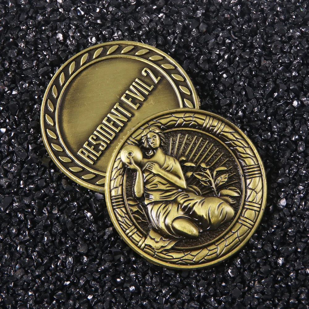 Residents Evils Commemorative Lion Badge Statue Decryption Coins Keychain RPD Raccoon City Police Station Keyring Unisex Jewelry view 5