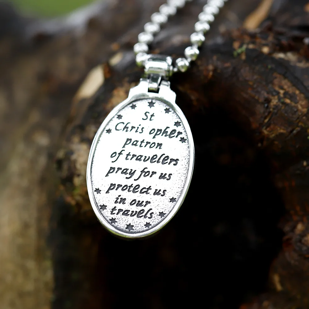 سلسلة قلادة مستديرة للرجال ، قديس المسافرين عبر الزمن ، رئيس الملاك مايكل ، مجوهرات الفولاذ المقاوم للصدأ 316L ، راعي جديد
