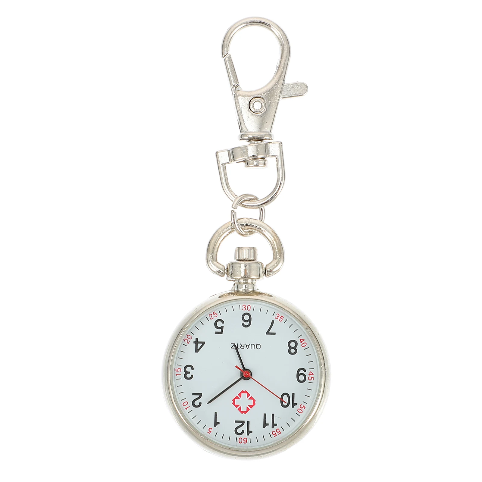 

1Pcs White Steel Nurse Watch Big Number Durable Portable Alloy Glass Pocket Watch for Elderly Kids School Casual Use