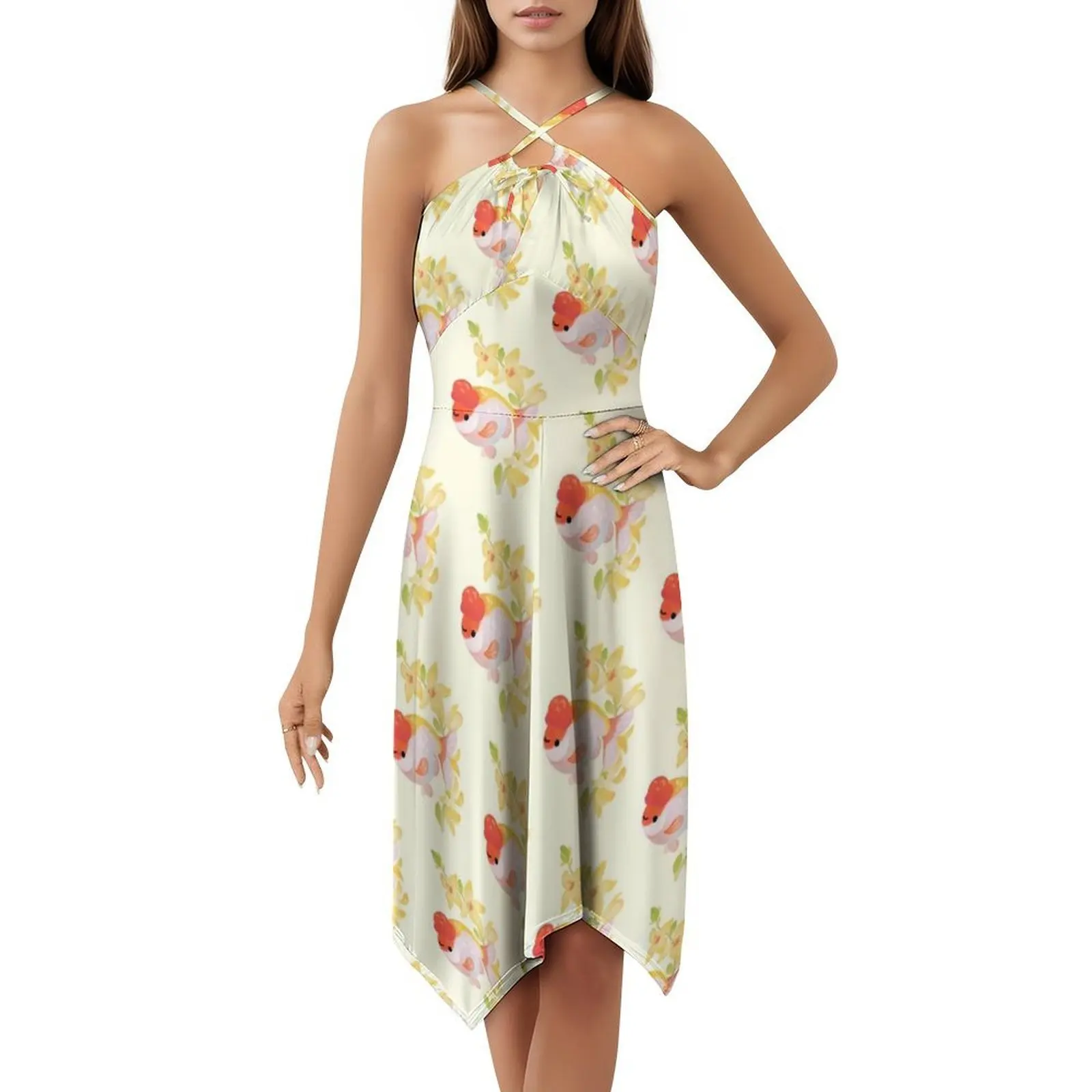 فستان Ranchu and Forsythias 1 Boho Chic أنيق على الموضة لحفلات الزفاف على الشاطئ وحفلات زفاف سمكة ذهبية وحفلات زهور Ranchu Forsythia