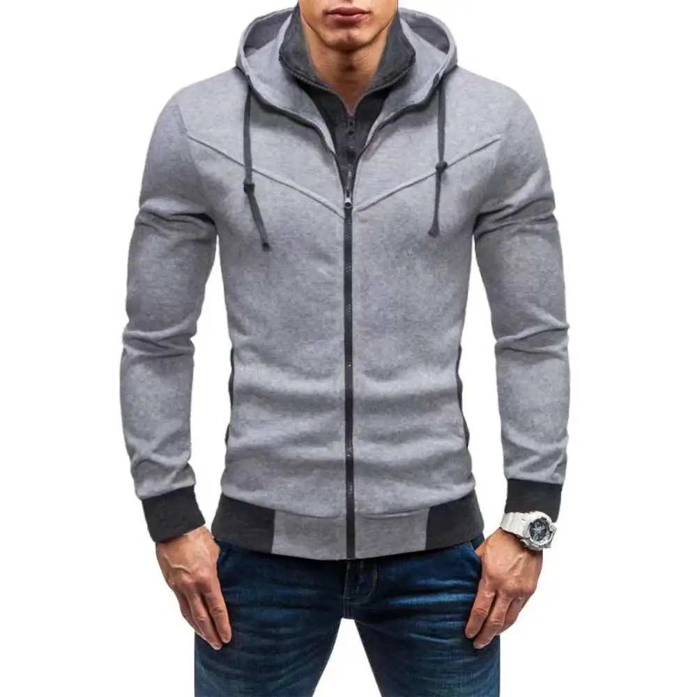 Mens Sweatshirts Jackets Autumn Winter Windproof Double Zip Stand Collar Hoodies Tracksuits Camping Expedition Windbreaker Coats