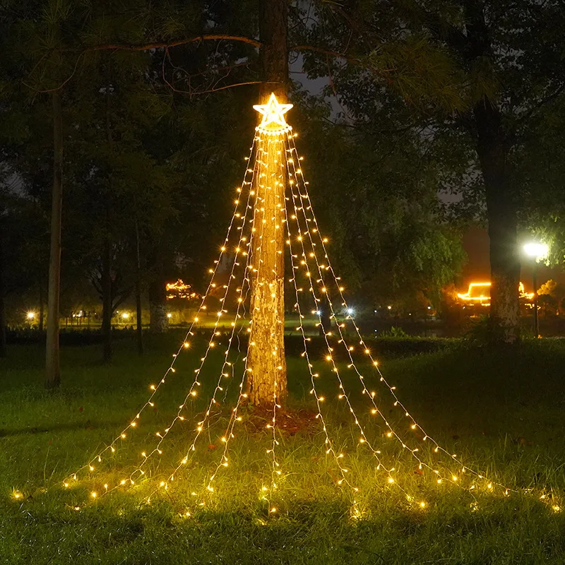 1,5 M/2 M/3 M LED Ring Weihnachtsbaum Tops Lichter Dekoration Baum Lichter String für Terrasse Garten Im Freien Wasserdichte Wasserfall Licht