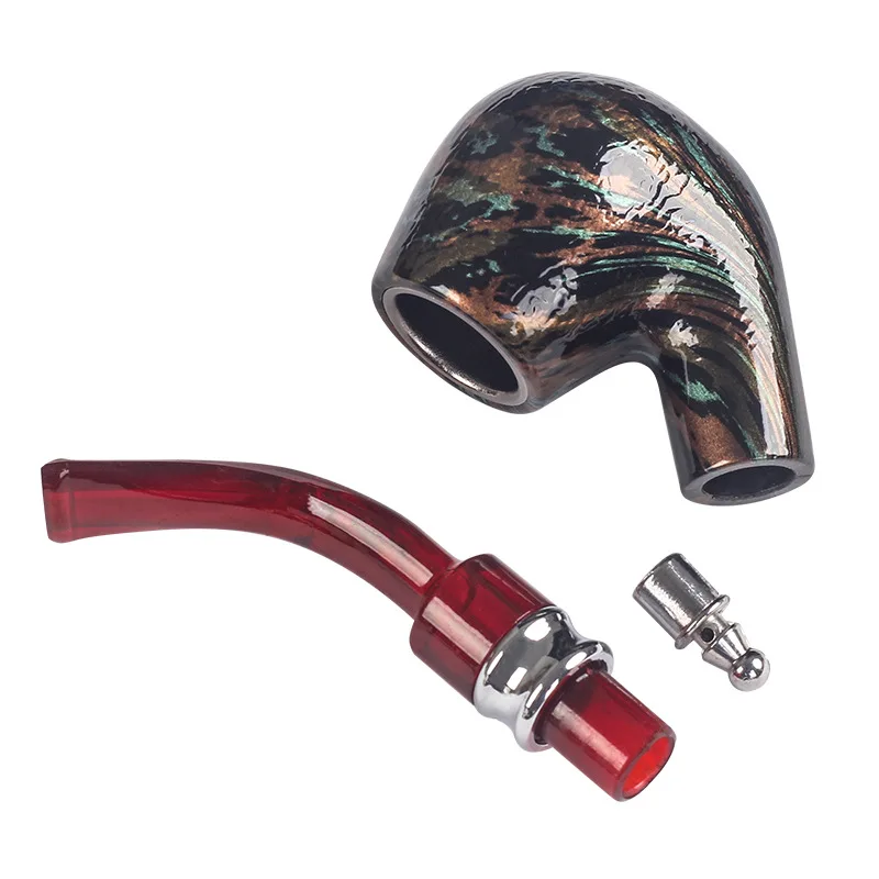 Handmade Resin Smoking Pipe, Bent Stem Mouthpiece Filter,  Smoke Tobacco Pipe