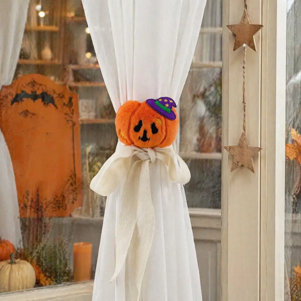 Jack-o-lantern Window Decorations Halloween Home Decor Accessories Halloween Curtain Tiebacks Funny Witch Hat Pumpkin for Party