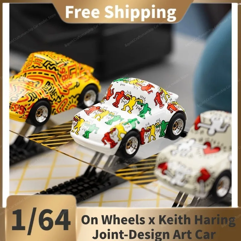 （In Stock）On Wheels x Keith Haring Limited Edition 1:24 Art Resin Car Model, Creative Art Collection
