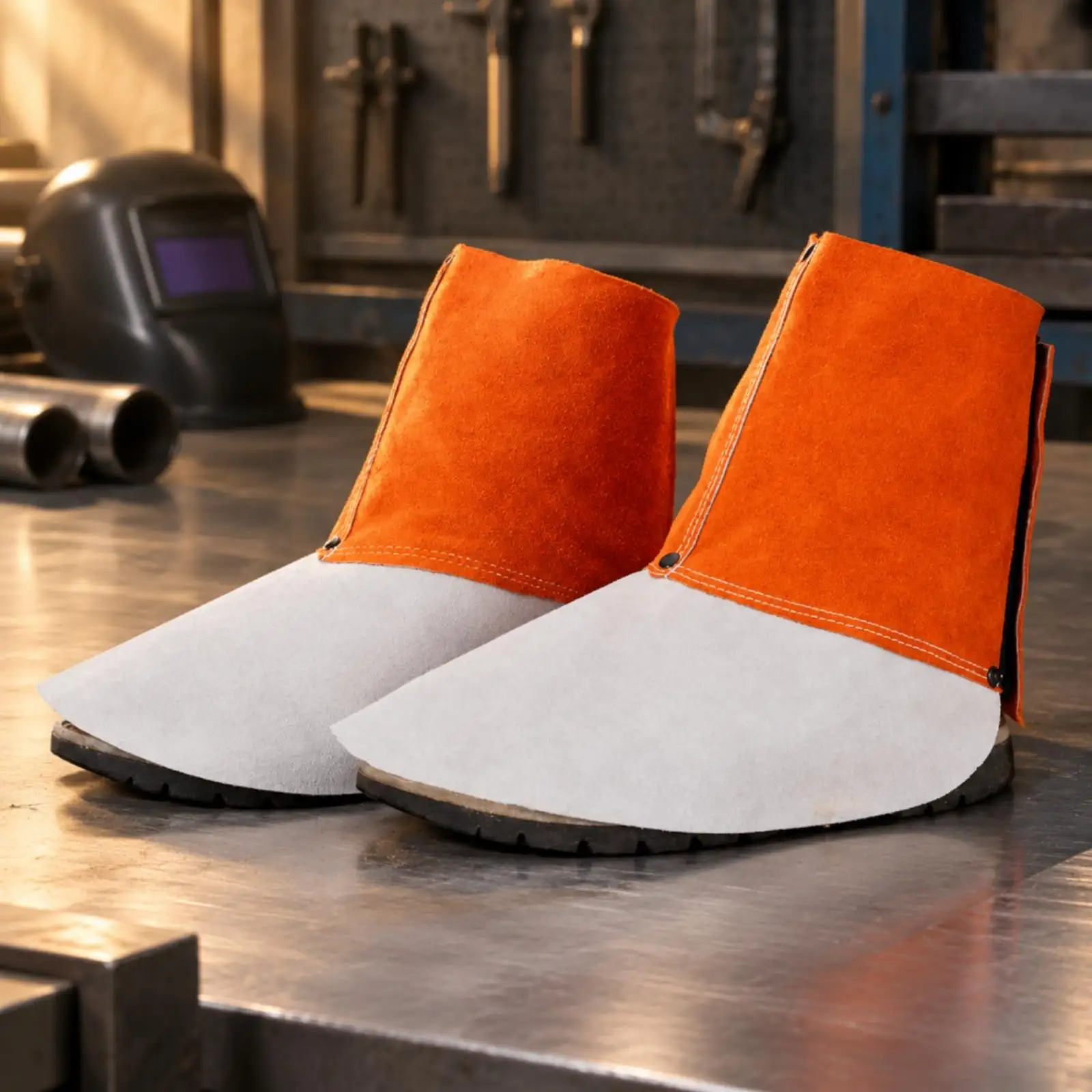 Leather Metalworking Foot Guard Heat Resistant Metalworking Foot Guard Universal Size Welder Shoe Protector for Welders,