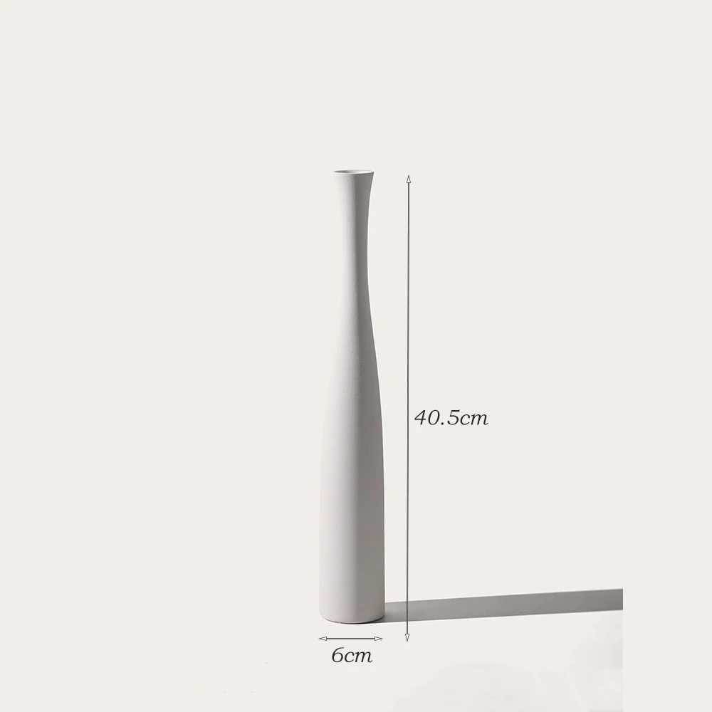 40cm Tall White Floor Vases Ceramic Vase Black White Scandinavian Long Fine Ceramic Ornament for Living Room Home Decor