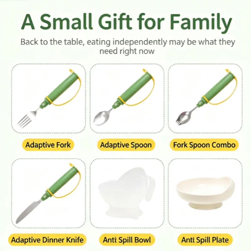 Home Care Utensils Weighted Fork Spoon Knife Elderly Hand Tremor Adaptive Simple Easy Grip Non Slip Daily Eating Aid Set