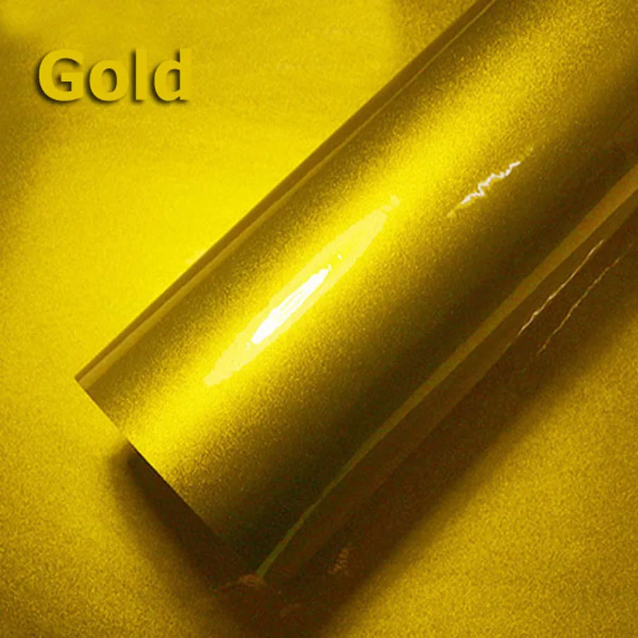 Premium quality 10/20/30/40/50/60X152CM/Lot Gold Metallic Pearl Glossy Wrap Sticker for car wraps Glossy Candy Gold Vinyl Film