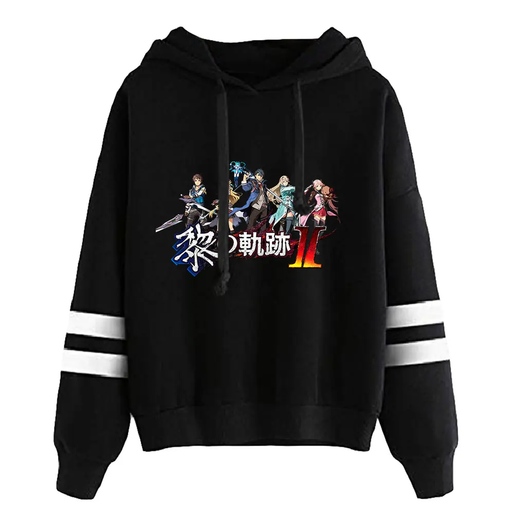 Sudadera con capucha de The Legend of Heroes para hombre y mujer, ropa de juego Unisex con mangas de barras paralelas Sin bolsillo, carmesí, nueva