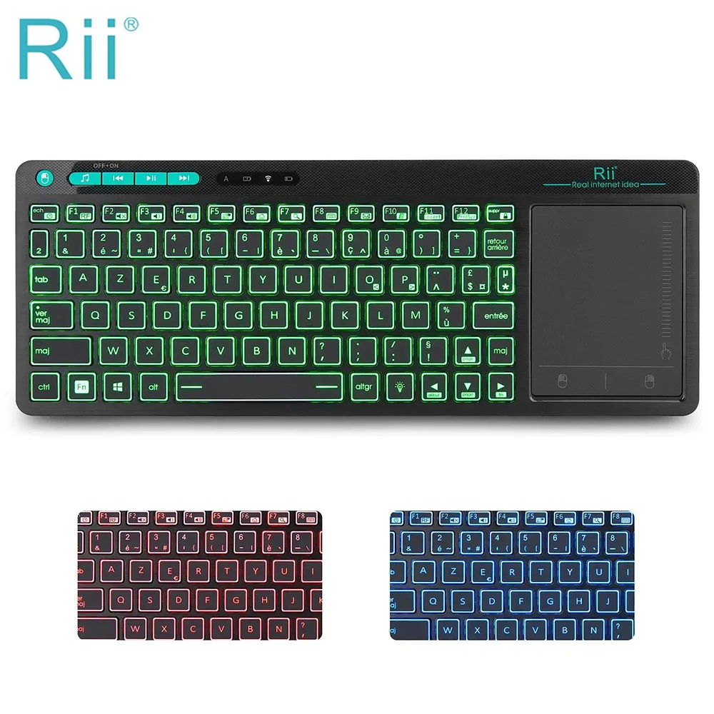 

Rii K18+ RGB Backlight French (AZERTY) Mini Wireless Keyboard Office Keyboard With Touchscreen Touch Mouse For Android TV Box PC