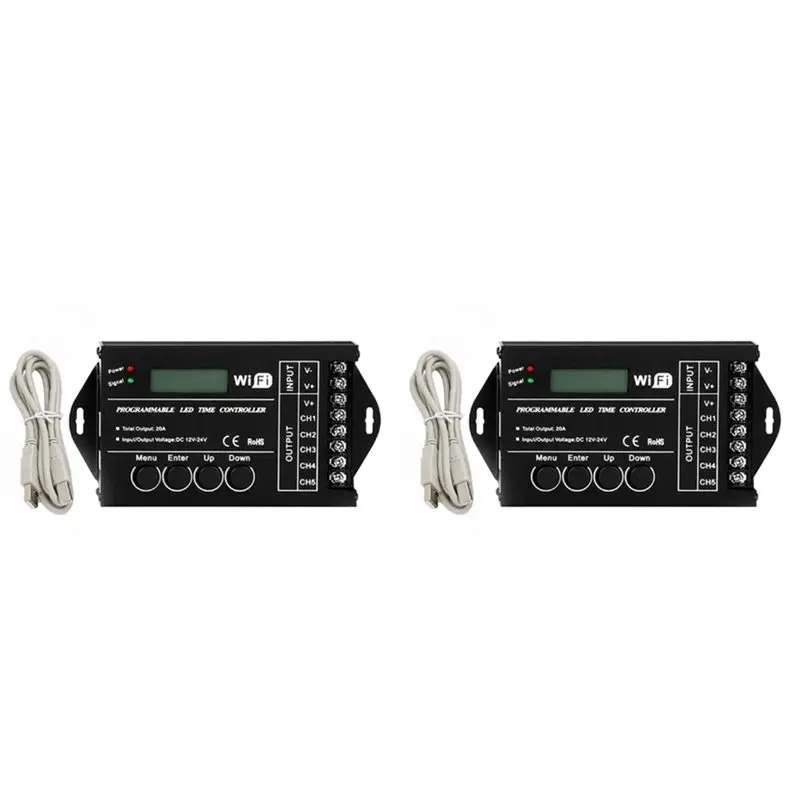 B50B-2X DC 12V 24V Wifi RGB Time Programmable LED Controller TC421 5 Channels 20A Common Anode Programmable LED Strip Dimmer