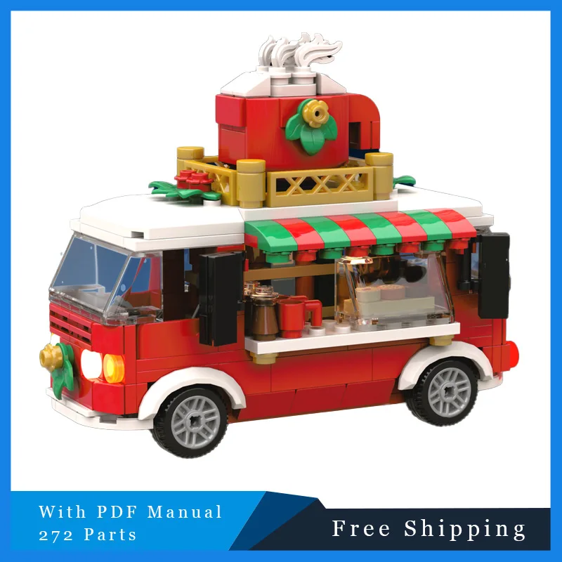 

272PCSMOC Рождественская серия, строительный блок, праздничный торговый грузовик, набор для сборки «сделай сам», детская развивающая игрушка, подарок-сюрприз на день рождения