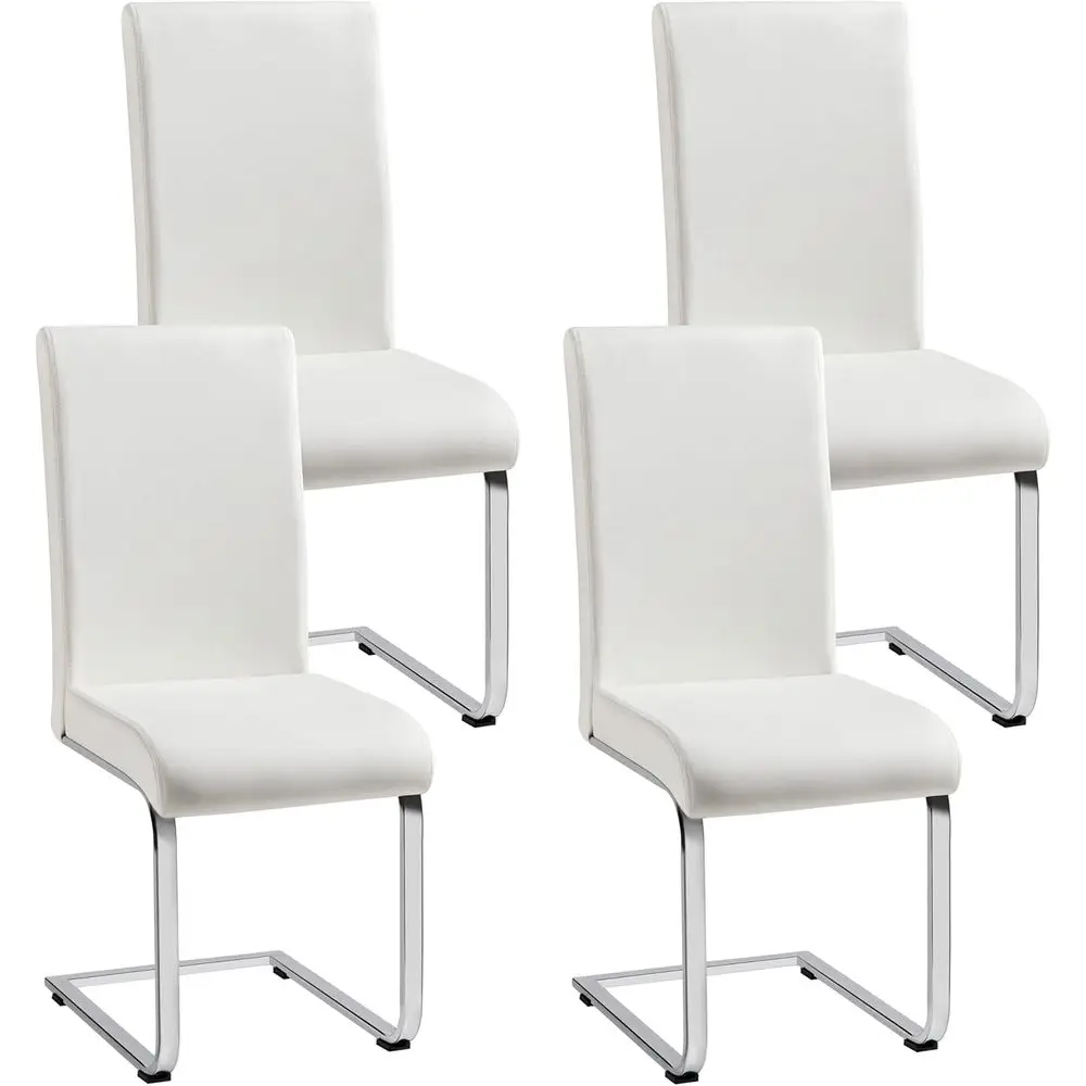 

Dining Chairs Set o 4 ern aux Leather Upholstered Dining Room Chairs with High Back and Metal Chrome Legs or Kitchen/Living Room