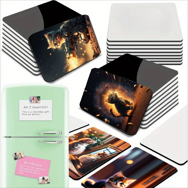 Naklejka magnetyczna na lodówkę Cute Cat jest mocna, trwała i bardzo dekoracyjna, odpowiednia do dekoracji lodówki i biura