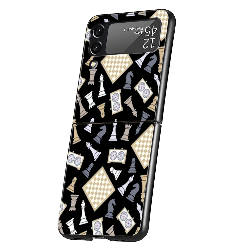 Schachbrett-Schachbrett-Telefonhülle für Samsung Galaxy Z Flip 3 4 5 6 7 Hard Folding PC für Samsung Z Flip3 Flip4 Flip5 Cover