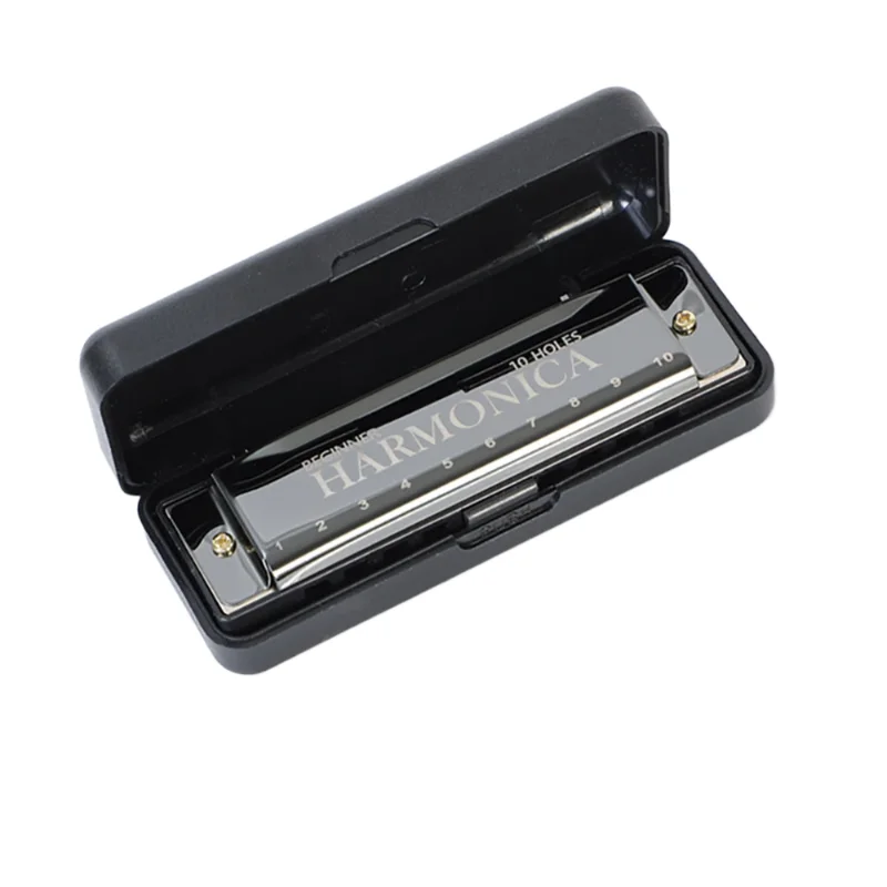 10 Hole C Harmonica Blues Harp Mouth Organ Phosphor Bronze Diatonic Beginner Harmonica with Case Kit for Kids