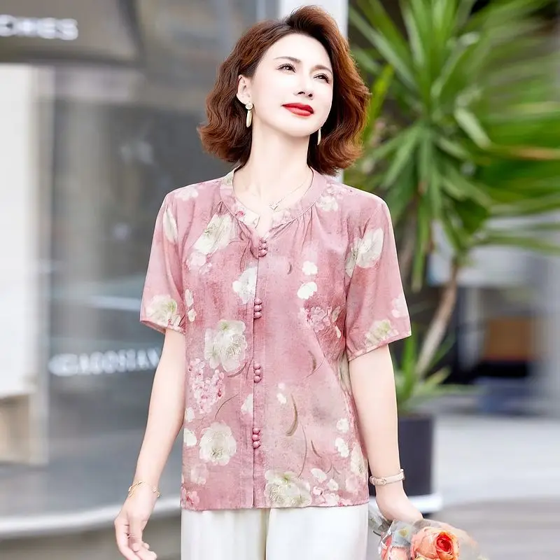 Chinese Style Women's Fashionable Shirt for Middle-aged and Elderly