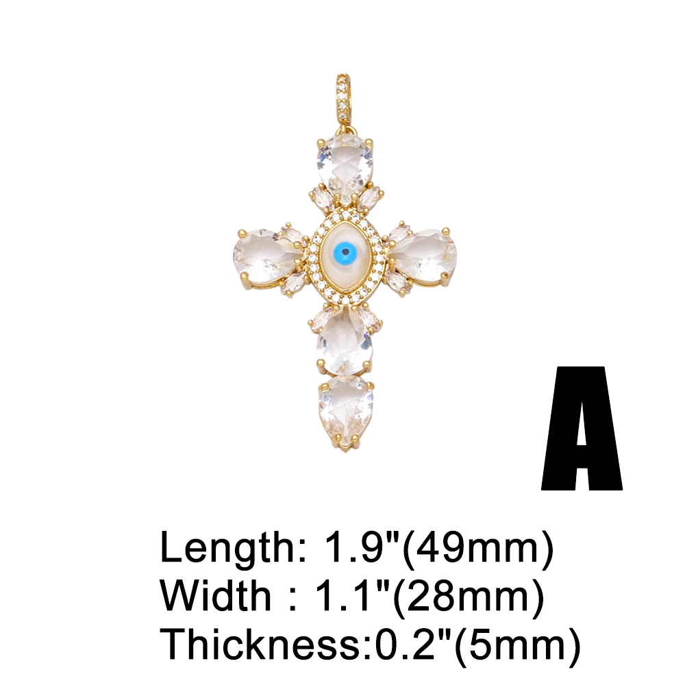OCESRIO Large Cross Pendants for Jewelry Making Gold Plated Copper Zircon Supplies for Religious Jewelry DIY Components pdta632