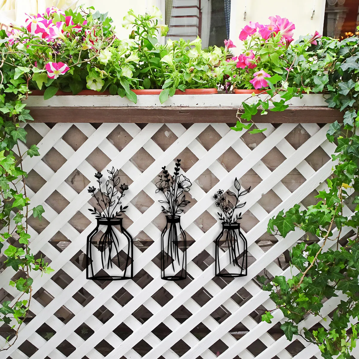 3 قطع من الزهور المعدنية السوداء لتزيين الحائط، فن معلق على الحائط على شكل زهور بسيطة، خط تجريدي أسود لمنحوتات فنية جدارية لغرفة النوم