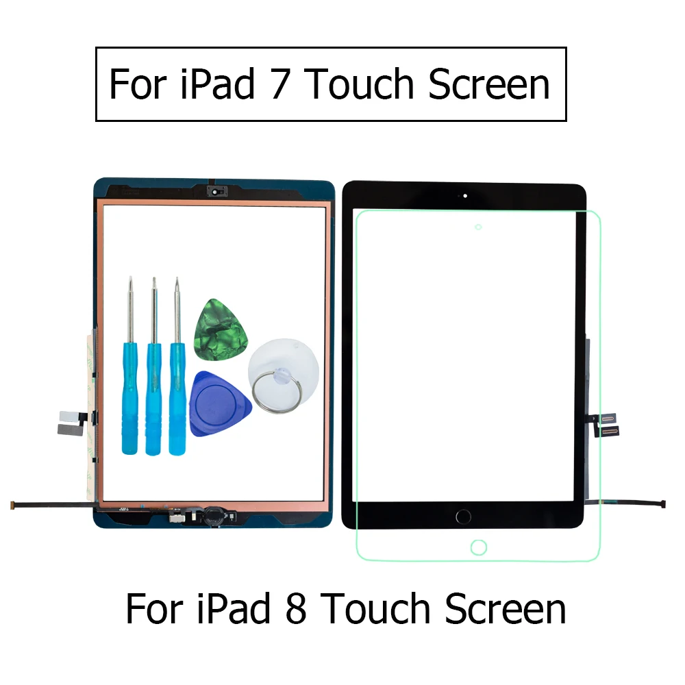 Touch Screen Digitizer Glass For iPad 7/8 2019/2020 A2197 A2198 A2200 A2270 A2428 With Home Button+Flex+Tools+tempered Glass