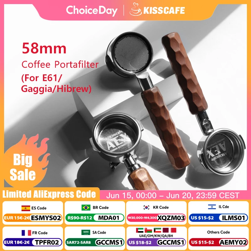 Portafilter sem fundo de café 58mm, para e61 gaggia hibrew h10a breville 920, bico duplo, acessórios para café expresso, ferramentas barista